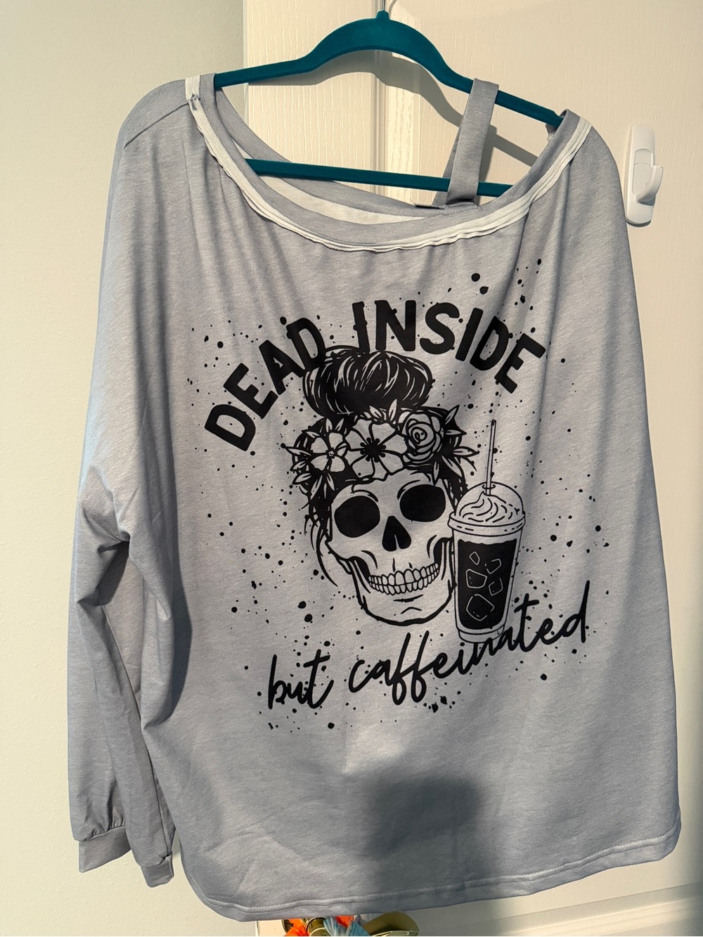 Women’s 'Dead Inside but Caffeinated' Graphic Long-Sleeve Top